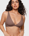 Women's Inbarely® Soft Deep V Triangle Bralette Brown Purple