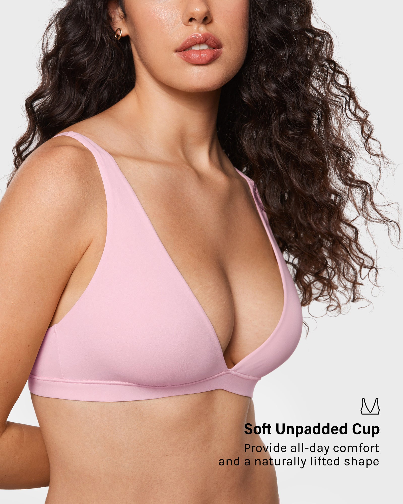 Women's Inbarely® Soft Deep V Triangle Bralette Gravel Beige