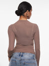 INLYRIC Women's Cosnufy® Mesh Sheer Long Sleeve Top Hazelnut