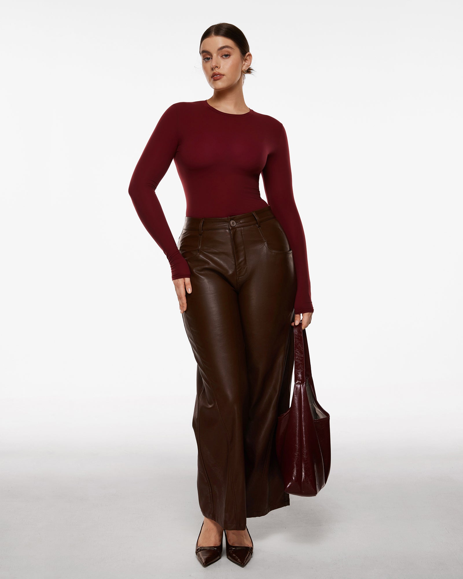 Women's Inbarely® Soft Basic Long Sleeve Tees Hazelnut