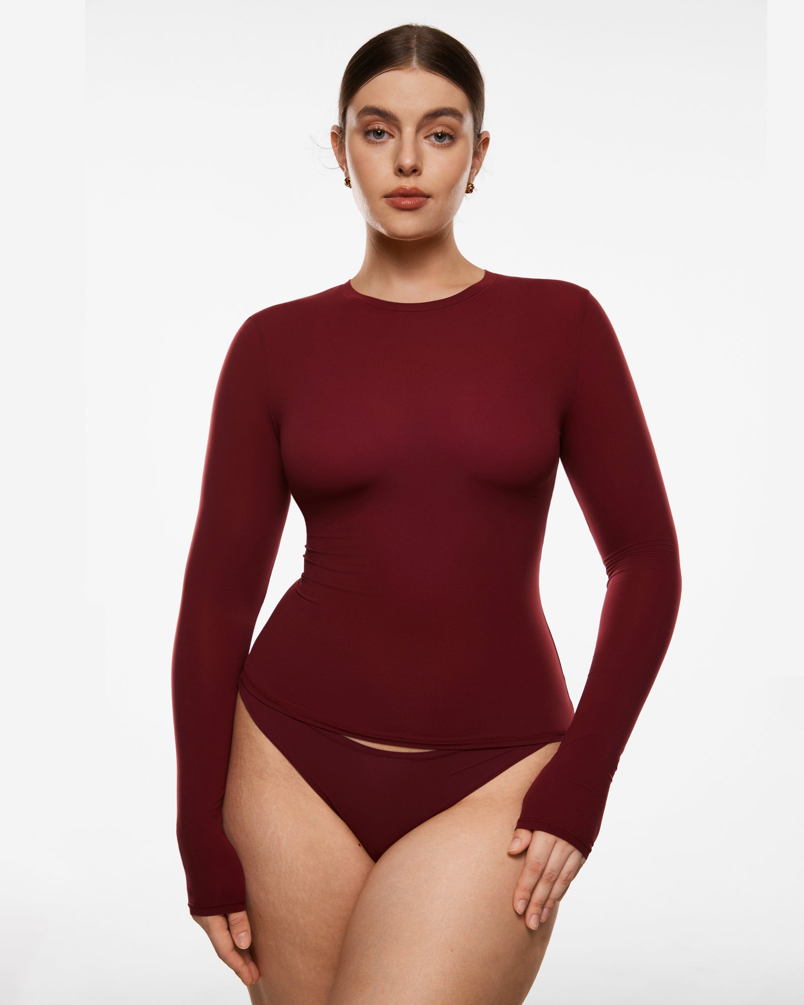 Women's Inbarely® Soft Basic Long Sleeve Tees Hazelnut