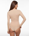 Women's Inbarely® Soft Deep U Neck Long Sleeves Top Wheat Beige