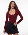 Women's Inbarely® Soft Deep U Neck Long Sleeves Top Andorra