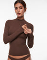 Women's Inbarely® Soft Mock Turtleneck Long Sleeve Top Hazelnut