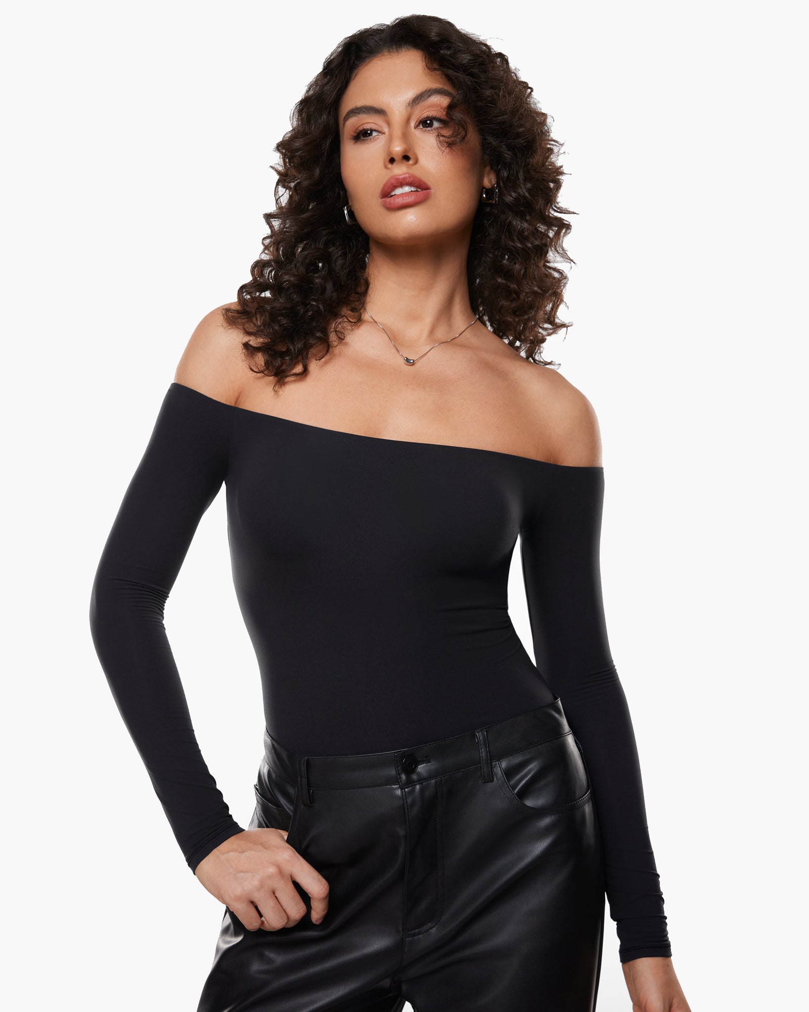 Women's Inbarely® Soft Off The Shoulder Long Sleeve Tees Black