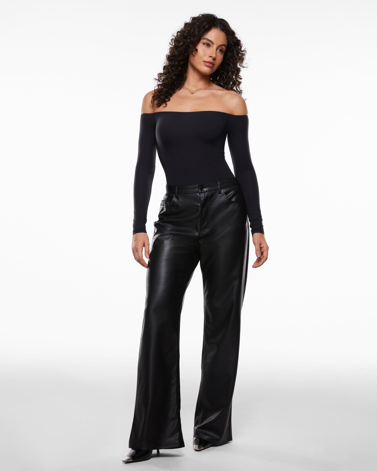 Women's Inbarely® Soft Off The Shoulder Long Sleeve Tees Black