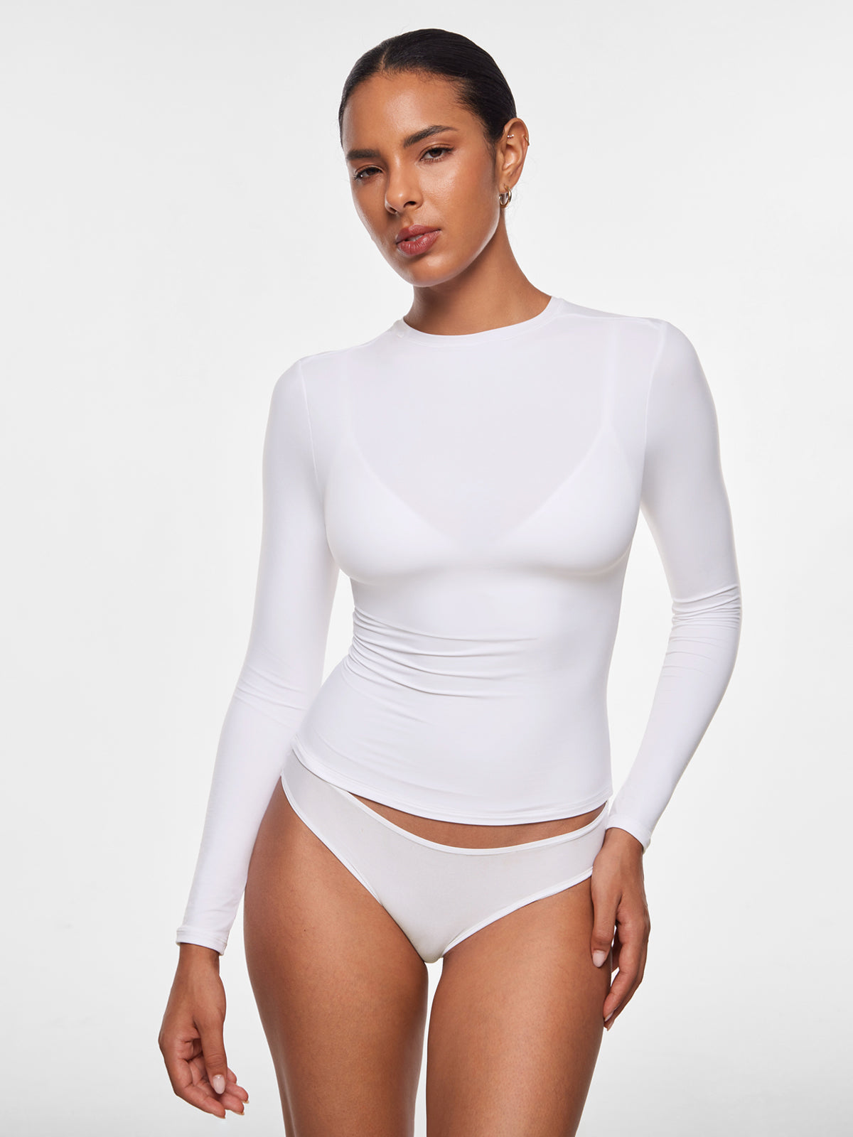 Women's Inbarely® Ultra Crew Neck Long Sleeve Shirts Deep Ocean Blue