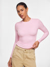 Women's Inbarely® Ultra Crew Neck Long Sleeve Shirts Hazelnut