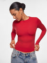 Women's Inbarely® Ultra Crew Neck Long Sleeve Shirts Lipstick Red