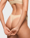 INLYRIC Women's Inbarely® Soft V-waisted Thong 3 Pack Warm Beige (3pack)