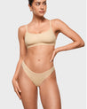 INLYRIC Women's Inbarely® Soft V-waisted Thong 3 Pack Wheat (3pack)