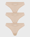 INLYRIC Women's Inbarely® Soft V-waisted Thong 3 Pack Warm Beige (3pack)