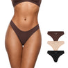 INLYRIC Women's Inbarely® Soft V-waisted Thong 3 Pack Clay Brown (3pack)
