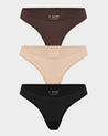 INLYRIC Women's Inbarely® Soft V-waisted Thong 3 Pack Bronze (3pack)