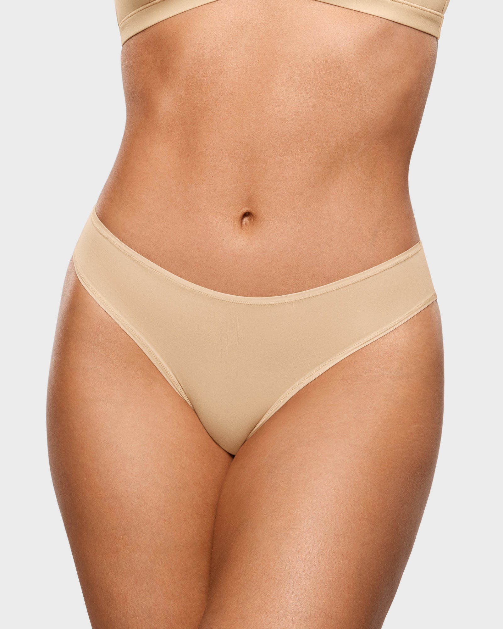 INLYRIC Women's Smooth High Cut Cheeky Briefs 3 Pack Light Oatmeal (3pack)