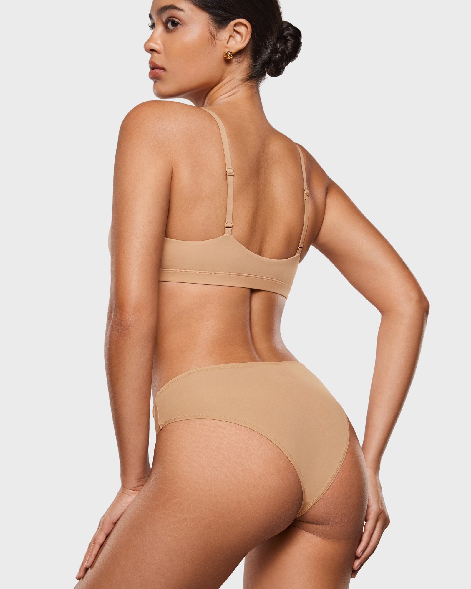 INLYRIC Women's Smooth High Cut Cheeky Briefs 3 Pack Wheat (3pack)