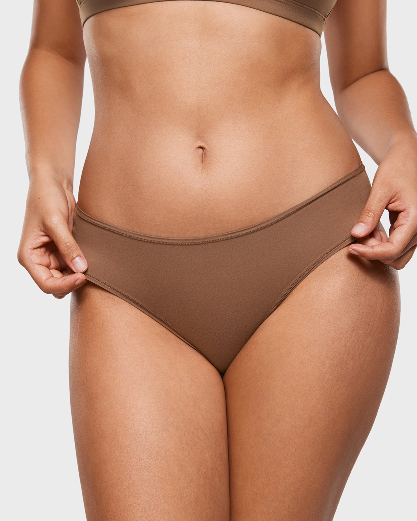 INLYRIC Women's Smooth High Cut Cheeky Briefs 3 Pack Warm Beige (3pack)