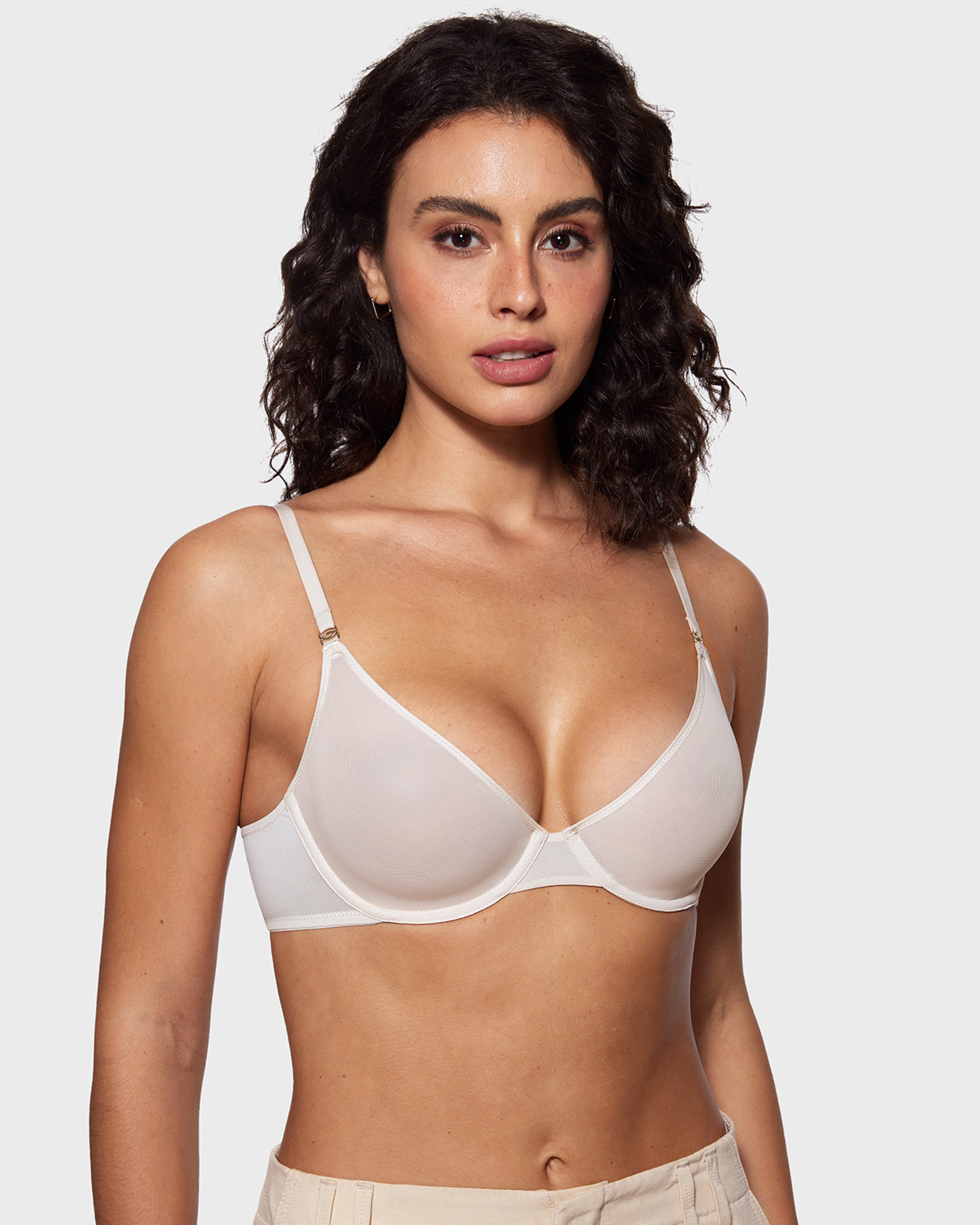 INLYRIC Women's Cosnufy® Mesh Scoop Bra Coconut White